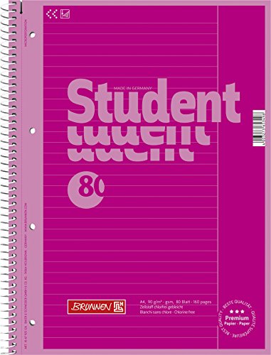 Brunnen 1067925126 Notizblock / Collegeblock Student Colour Code (A4 liniert, Lineatur 25, 90 g/m², 80 Blatt) pink von Brunnen