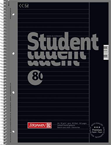 Brunnen 1067925190 Notizblock/Collegeblock Student Colour Code (A4 liniert, Lineatur 25 90 g/m², 80 Blatt) Schwarz von Brunnen