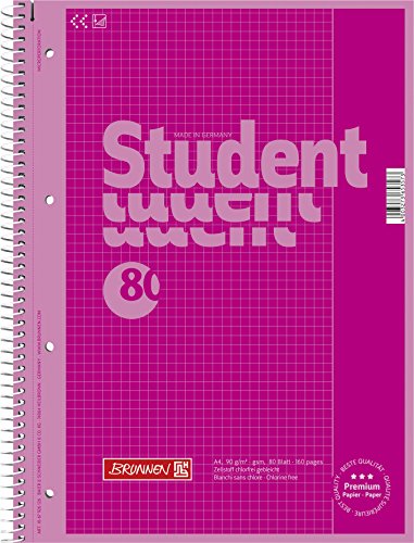Brunnen 1067926126 Notizblock / Collegeblock Student Colour Code (A4 kariert, Lineatur 26, 90 g/m², 80 Blatt pink von Brunnen
