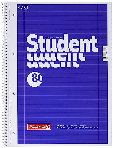 Brunnen 1067927 Notizblock / Collegeblock Student (A4, liniert, Lineatur 27, 70 g/m², 80 Blatt) 5 Stück von BRUNNEN