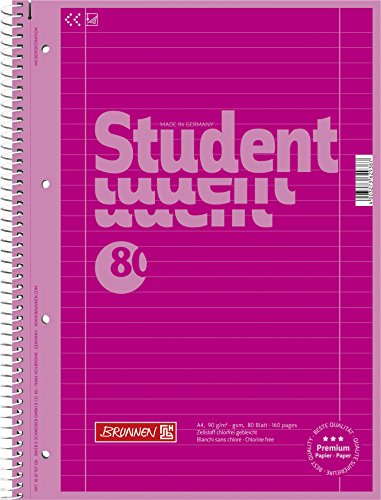 Brunnen 1067927126 Notizblock / Collegeblock Student Colour Code (A4 liniert, Lineatur 27, 90 g/m², 80 Blatt) pink von Brunnen