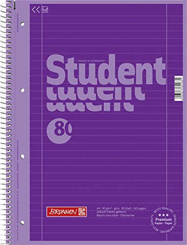 Brunnen 1067927160 Notizblock / Collegeblock Student Colour Code (A4 liniert, Lineatur 27, 90 g/m², 80 Blatt) violett von Brunnen