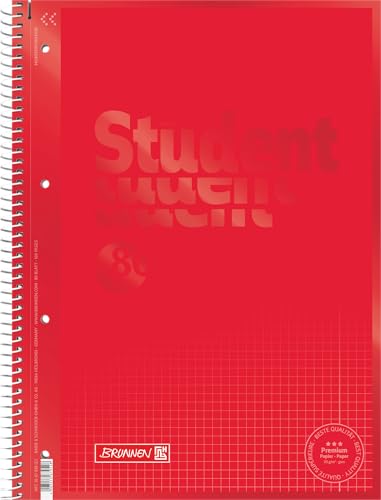 BRUNNEN Collegeblock Premium Student Colour Code | A4, Lineatur 28, 80 Blatt, red von BRUNNEN