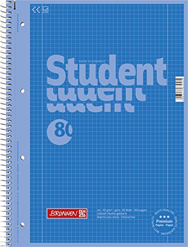 Brunnen 1067928133 Notizblock / Collegeblock Student Colour Code (A4 kariert, Lineatur 28, 90 g/m², 80 Blatt) blau von Brunnen