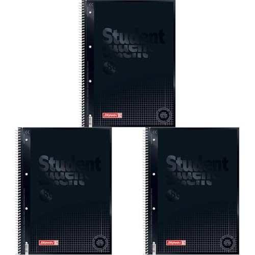 Brunnen 1067928190 Notizblock/Collegeblock Student Colour Code (A4 kariert, Lineatur 28, 90 g/m², 80 Blatt) schwarz (Packung mit 3) von BRUNNEN