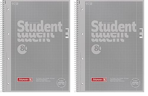 Brunnen 1067928192 Notizblock/Collegeblock Student Colour Code (A4 kariert, Lineatur 28, 90 g/m², 80 Blatt) silber (Packung mit 2) von BRUNNEN