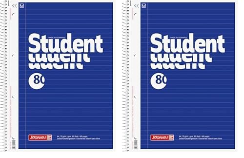 Brunnen 1067941 Notizblock/Collegeblock Student (A4, liniert, 70 g/m², 80 Blatt) (Packung mit 2) von BRUNNEN