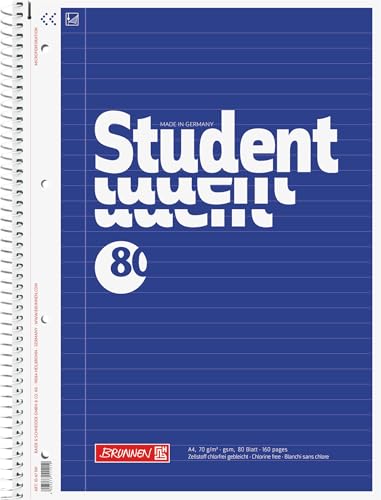BRUNNEN Collegeblock Student | A4, Lineatur 21, 80 Blatt, blau von BRUNNEN