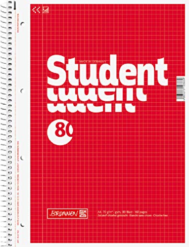 Brunnen 1067942 Notizblock / Collegeblock Student (A4, kariert, 70 g/m², 80 Blatt) von Brunnen