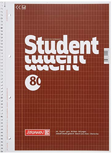 Brunnen 1067943 Notizblock / Collegeblock Student (A4, rautiert 70 g/m² 80 Blatt) 5 Stück von BRUNNEN