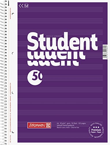 Brunnen 1067944 Notizblock / Collegeblock Student Notenblock (A4, 50 Blatt, Notenliniatur, 90 g/m², gelocht) von BRUNNEN