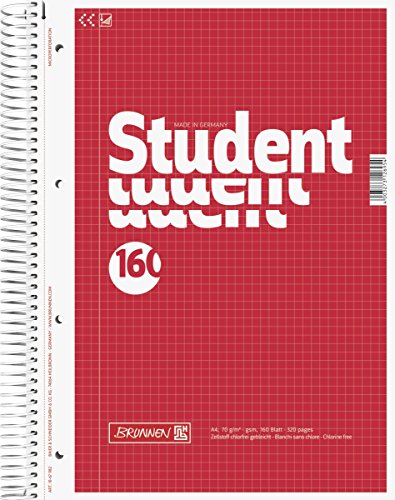 Brunnen 1067982 Notizblock / Collegeblock Student (A4, kariert, 70 g/m², 160 Blatt) von Brunnen