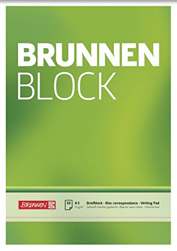 Brunnen Briefblock / Schreibblock / Der Brunnen Block (A5, blanko, 50 Blatt, 70 g/m²) von Brunnen
