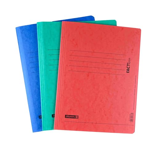 Brunnen FACT!Plus A4 Schnellhefter Sammelmappe Dokumentenmappe aus dickem, gepresstem Karton im praktischen 3er-Set ideal zur Ablage und Organisation für Amtsheftung und kaufmännische Heftung von BRUNNEN