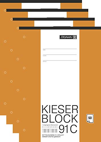 Brunnen KIESER-Block T-Konten, A4, 50 Blatt, 80g/m², Gelocht (4, T-Konten) von Brunnen