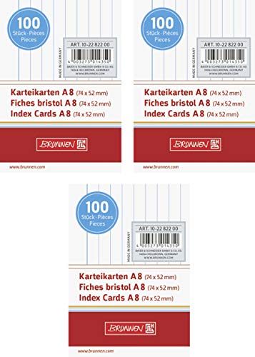 Brunnen Karteikarten 180 g/m², A8, liniert, weiß, 300 Stück von BRUNNEN