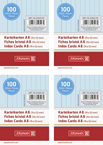 Brunnen Karteikarten 180 g/m², A8, liniert, blau, 400 Stück von BRUNNEN