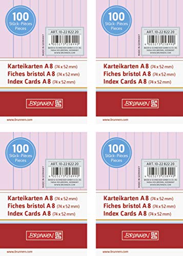 Brunnen Karteikarten 180 g/m², A8, liniert, rot, 400 Stück von BRUNNEN