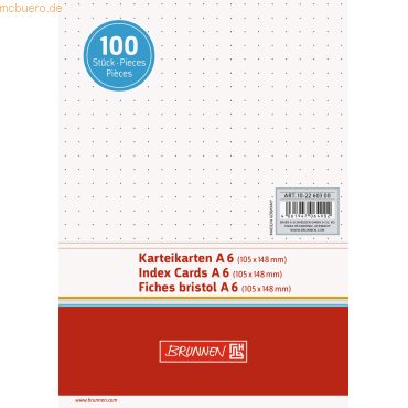 Brunnen Karteikarten A6 punktiert weiß VE=100 Stück Brunnen Karteikarten A6 punktiert weiß VE=100 Stück von Brunnen