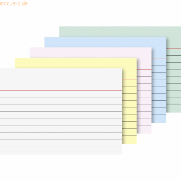 Brunnen Karteikarten A7 liniert farbig sortiert VE=100 Stück von Brunnen