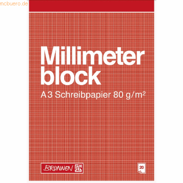 Brunnen Millimeterblock A3 80g/qm 20 Blatt rotbraun von Brunnen