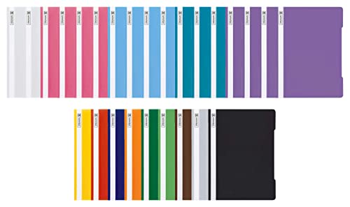 Brunnen Schnellhefter A4 PP-Folie glasklares Deckblatt farbig sortiert (13 Farben + 13er Pastell Set) von Brunnen