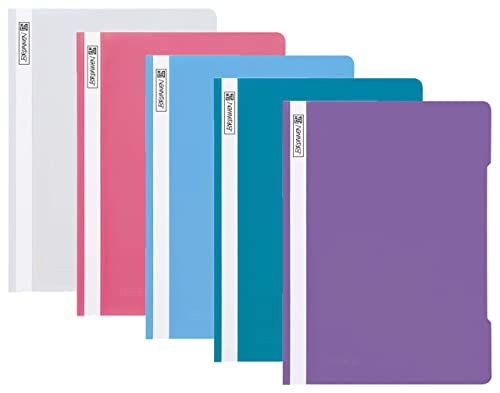 Brunnen Schnellhefter A4 PP-Folie glasklares Deckblatt farbig sortiert (5er Pastell Set) von Brunnen
