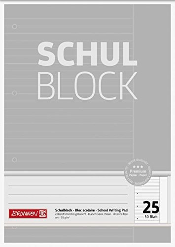 Brunnen Schulblock Premium 90g 50 Blatt gelocht liniert mit Rand Lineatur 25 Brunnen Schulblock Premium 90g 50 Blatt gelocht liniert mit Rand Lineatur 25 von Brunnen