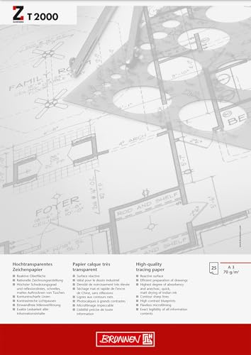 Brunnen Zeichen-/Entwurfblock (A3 70g/m² 25 Blatt transparentes Zeichenpapier ZANDERS T 2000) von BRUNNEN