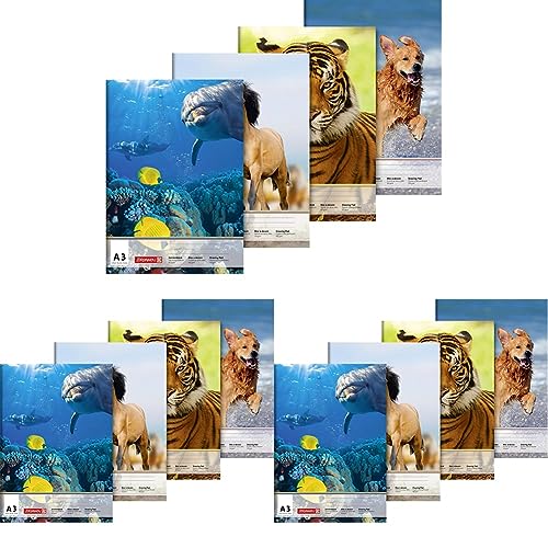Brunnen Zeichenblock (A3, 100 g/m², 10 Blatt) Tiermotive nicht auswählbar, 1 Block (Packung mit 3) von BRUNNEN