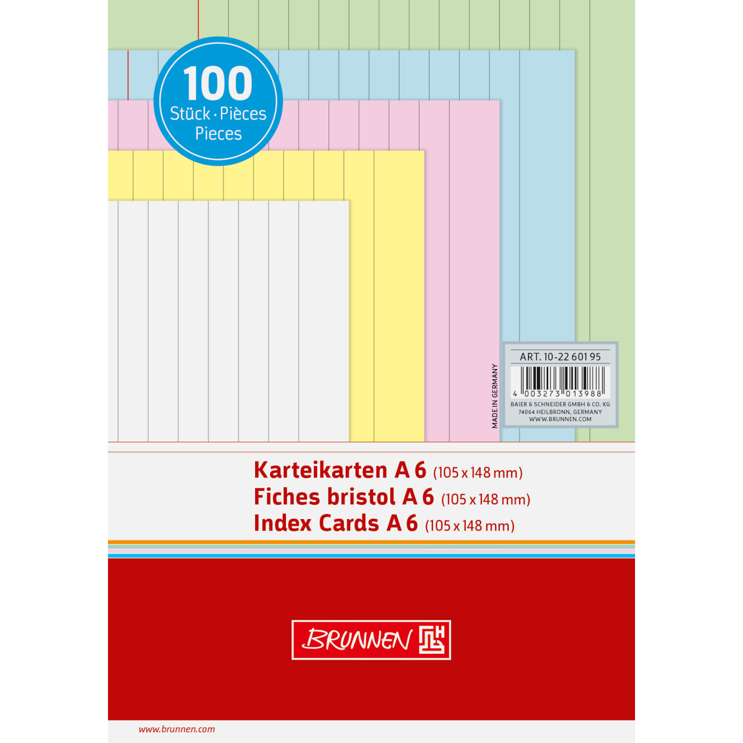 Karteikarte A6 liniert sortiert Karteikarte A6 liniert sortiert von Brunnen