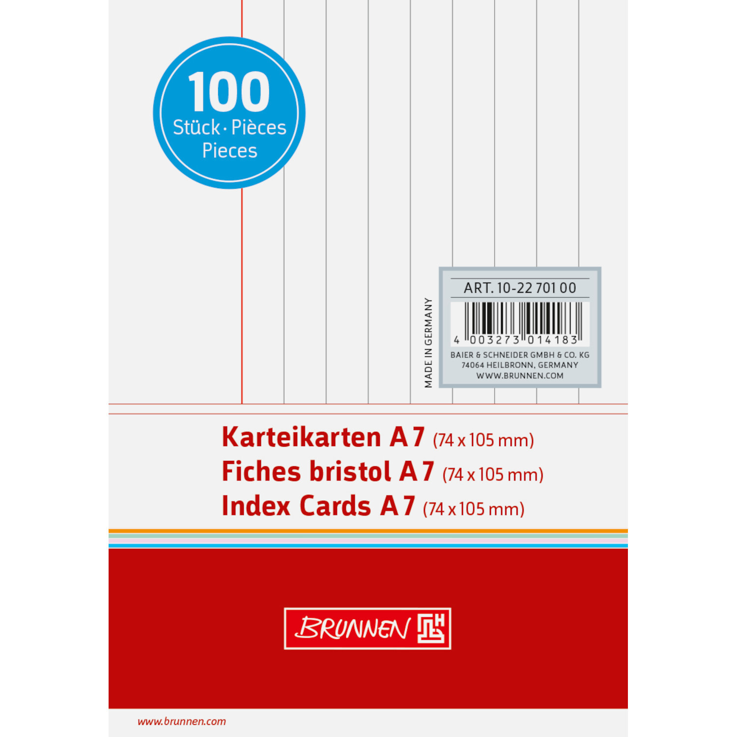 Karteikarte Weiß 100 Stück Karteikarte Weiß 100 Stück von Brunnen