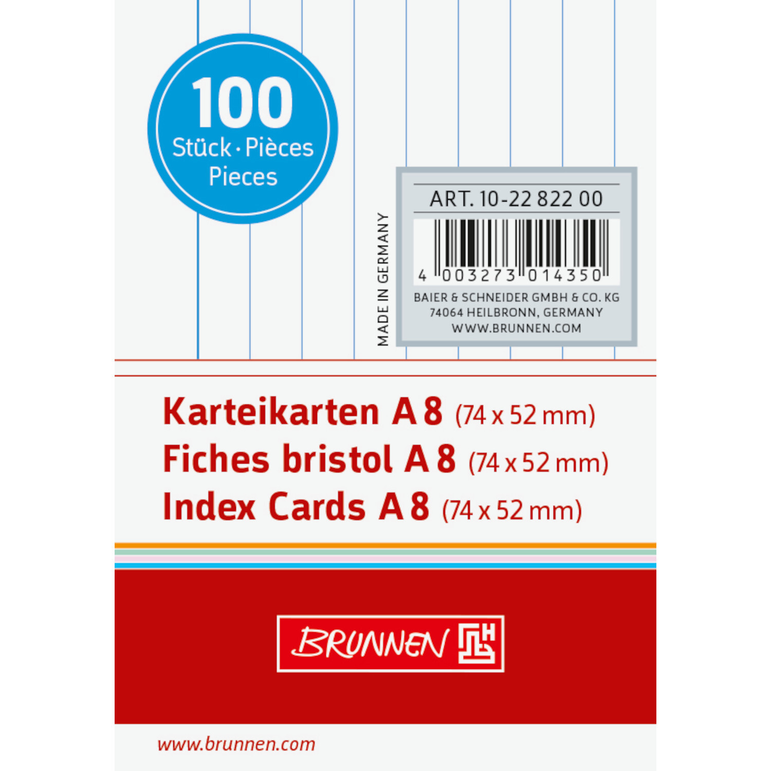 Karteikarte Weiß A8 Karteikarte Weiß A8 von Brunnen