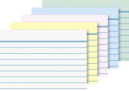 Karteikarten liniert mit 7 mm Zeilenabstand (A8-5,2 x 7,4 cm/farbig sortiert) 100 Stück von Brunnen