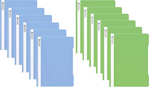 Schnellhefter A4 farbig sortiert PP-Folie glasklares Deckblatt (Schnellhefter PP, hellblau hellgrün, 12) von Brunnen