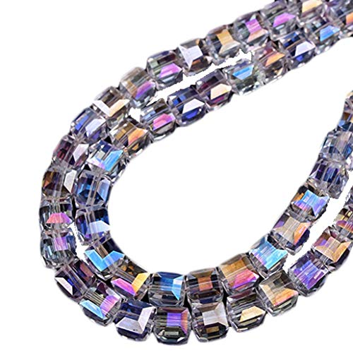 Brüssel08 96 Bunte Glasperlen, würfelförmig, facettiert, quadratische Form, für Armbänder, Halsketten, Schmuck, Basteln und Dekorationen, Künstlicher Kristall, 6 mm von Brussels08