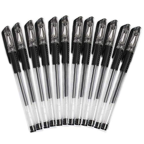 Brüssel08 Gel-Kugelschreiber, 0,5 mm, Schwarz, schnell trocknend, Gel-Tinte, feine Spitze, für Skizzieren, Schreiben, Komfortgriff, für weiches Schreiben, 12 Stück m von Brussels08