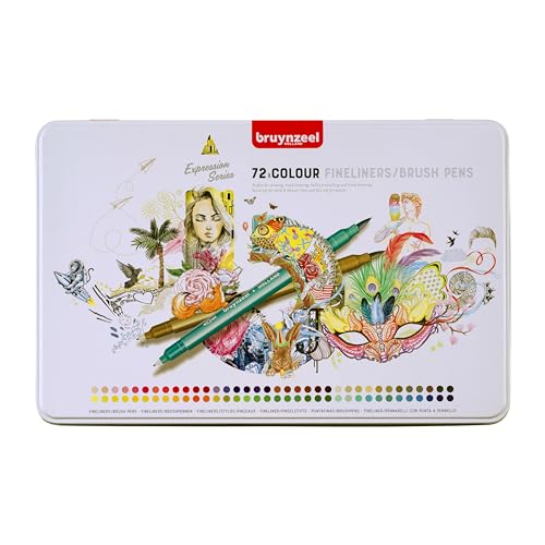 Bruynzeel Creatives Fineliner/Pinselstifte-Set mit 72 Farben | Dual-Tip-Stifte zum Schreiben und Zeichnen sowie für Malbücher für Erwachsene Bruynzeel Creatives Fineliner/Pinselstifte-Set mit 72 Farben | Dual-Tip-Stifte zum Schreiben und Zeichnen sowie für Malbücher für Erwachsene von Bruynzeel