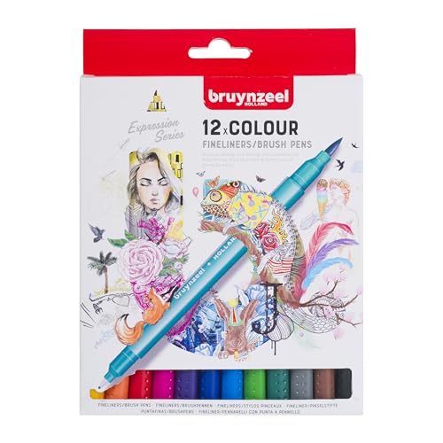 Bruynzeel Dual Tip Fineliner-Pinselstifte Set - 12 leuchtende Farben - zum Skizzieren, Beschriften, Journaling - 0,4 mm feine Spitze - Tinte auf Wasserbasis Bruynzeel Dual Tip Fineliner-Pinselstifte Set - 12 leuchtende Farben - zum Skizzieren, Beschriften, Journaling - 0,4 mm feine Spitze - Tinte auf Wasserbasis von Bruynzeel
