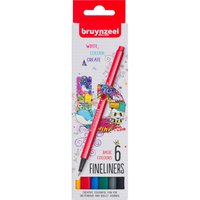 Bruynzeel Fineliner-Set, 6 St. - Basic Colours von Multi