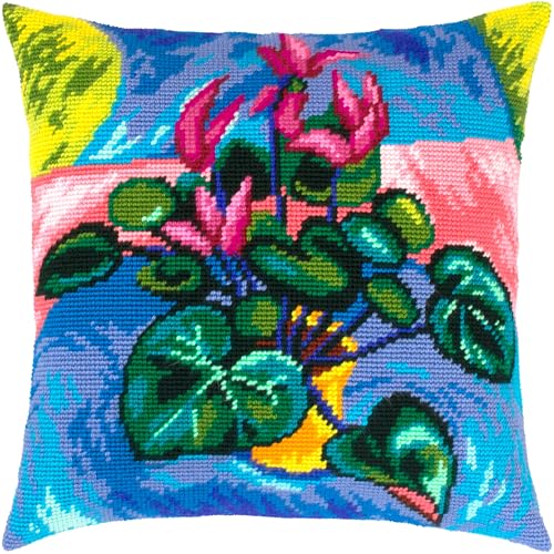 Brvsk Florales Nadelspitzen-Set für Erwachsene und Anfänger, Alpenveilchen von Henri Matisse, 40,6 x 40,6 cm, mit klarem, präzisem gedrucktem Design auf Baumwollleinwand; inklusive 2 Nadeln, Garn und von Brvsk