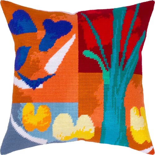 Brvsk Küchen-Stickset für Erwachsene und Anfänger, Gemüse von Henri Matisse, 40,6 x 40,6 cm, mit klarem, präzisem gedrucktem Design auf Baumwollleinwand; inklusive 2 Nadeln, Garn und gut lesbarer von Brvsk