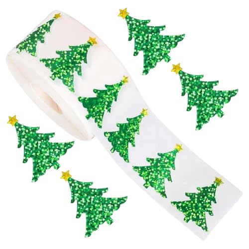 Brxmpn Glitzernde Aufkleberrolle, Selbstklebende Weihnachtsaufkleber, Geschenkverpackungsaufkleber Für Die DIY-kartenherstellung, Versiegelung Von Umschlägen, Dekoration von Brxmpn