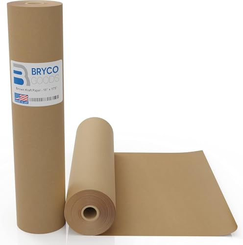 Bryco Goods Braune Kraftpapierrolle zum Malen, Zeichnen, Banner, Pinnwand, Staffelei, Bodenbelag, Verpackung, Versand, Geschenkverpackung, Kunst und Handwerk, 45,7 x 5,3 cm, 2 Stück von Bryco Goods