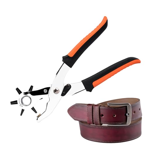 Belt Hole Puncher, Leather Strap Punch Tool, Heavy Duty Design, Ergonomic Non-Slip Handle, 6-Size Rotary Head, 290g, Compact Ideal for Watch Bands, Fabric, Canvas, and Crafting Belt Hole Puncher, Leather Strap Punch Tool, Heavy Duty Design, Ergonomic Non-Slip Handle, 6-Size Rotary Head, 290g, Compact Ideal for Watch Bands, Fabric, Canvas, and Crafting von Bsbkoj