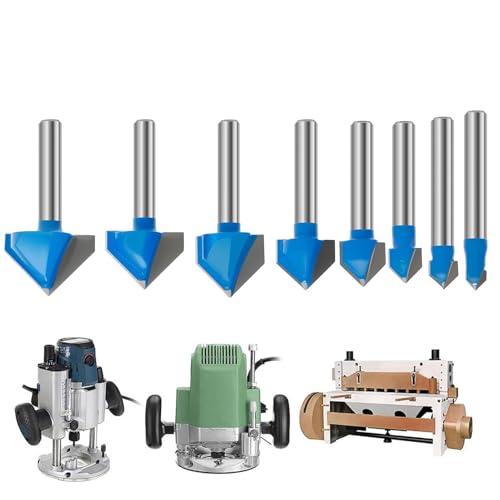Bsbkoj 1/4-Zoll-Router-Bit, 1/4-Zoll-Router-Bit, 1/4-Zoll-Router-Bit, 8-teilig, Holzschneider, Holzbearbeitungswerkzeuge – Zubehör für Tischlerarbeiten aus Metall, Router-Befestigungsset zum Schneiden von Bsbkoj