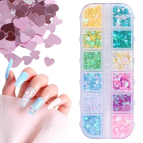 Bsbkoj Glitzernde Pailletten für die Dekoration der Nägel | Glänzende Dekoration für Nägel | Glitzer in Herzform für Verkleidungen, Hochzeiten, Shows und Abende Bsbkoj Glitzernde Pailletten für die Dekoration der Nägel | Glänzende Dekoration für Nägel | Glitzer in Herzform für Verkleidungen, Hochzeiten, Shows und Abende von Bsbkoj