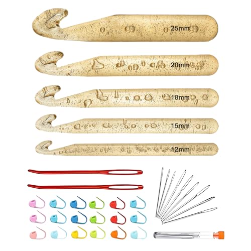 Bsbkoj Häkelnadel-Set, große Häkelnadeln, 0,98 Zoll, ergonomisch, rutschfest, rutschfest, für Scarves, T-Shirts, Handgemachtes Handwerk Bsbkoj Häkelnadel-Set, große Häkelnadeln, 0,98 Zoll, ergonomisch, rutschfest, rutschfest, für Scarves, T-Shirts, Handgemachtes Handwerk von Bsbkoj