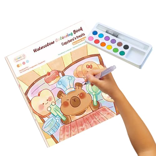 Bsbkoj Malbuch auf Wasserbasis, Malset für Kindergarten, tragbares Aquarell-Set mit Cartoons für Reisen, Schule, Zuhause und Kindergarten, ab 3 Jahren Bsbkoj Malbuch auf Wasserbasis, Malset für Kindergarten, tragbares Aquarell-Set mit Cartoons für Reisen, Schule, Zuhause und Kindergarten, ab 3 Jahren von Bsbkoj