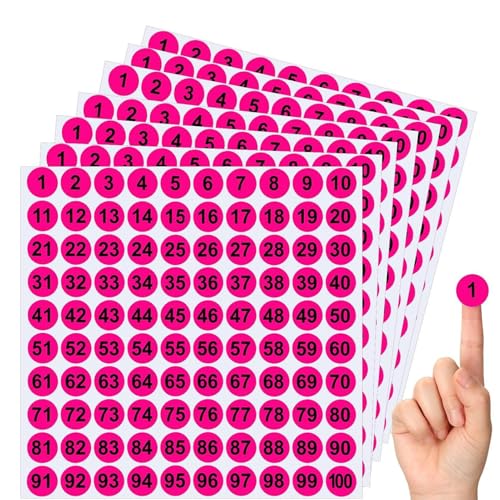 Nummerierte Aufkleber, 7 x Inventarnummern-Etiketten-Set, 2,5 cm, rund, selbstklebend, für den Innen- und Außenbereich, ideal für Schließfächer, Aufbewahrung, Werkzeugkasten, Organisation und Inventar von Bsbkoj